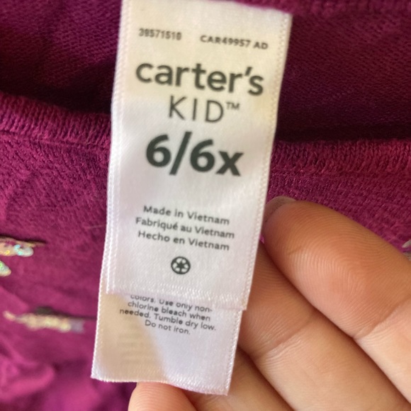 Carters kids girls long sleeve purple dress with flip sequence stars size :6/6X - Picture 3 of 5